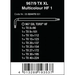 ZESTAW KLUCZY TRZPIENIOWYCH TORX 967/9 TX XL MULTIC TX8-TX40